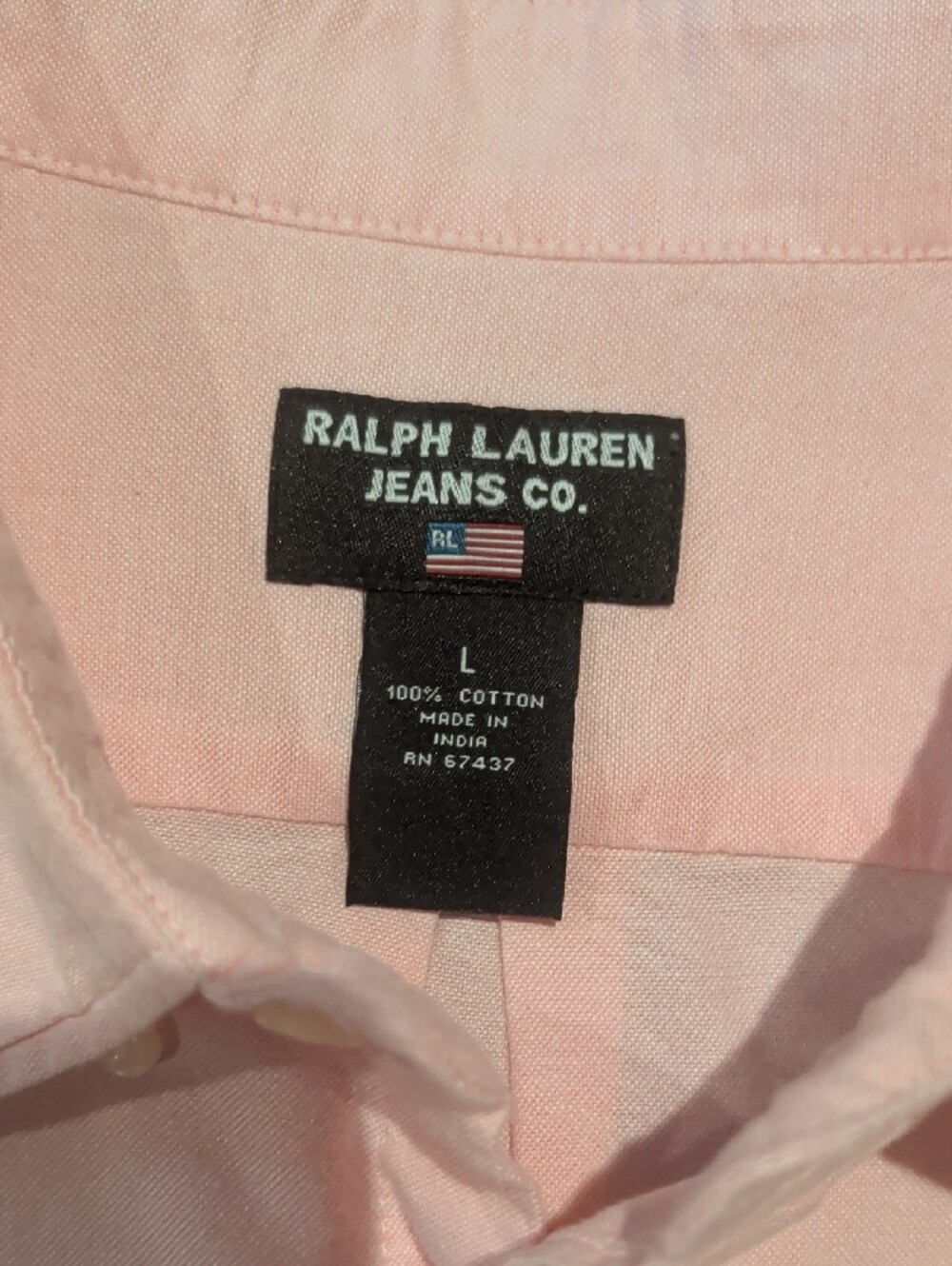 Vintage 90s Ralph Lauren Polo Jeans Co Pink Oxford Shirt Men's L Long Sleeve - Picture 3 of 7